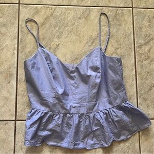 J. Crew Light Blue cotton peplum top with Ruffle Hem